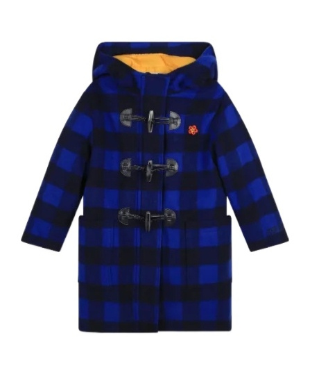 Kenzo Boke Flower Check-pattern Coat In Blue