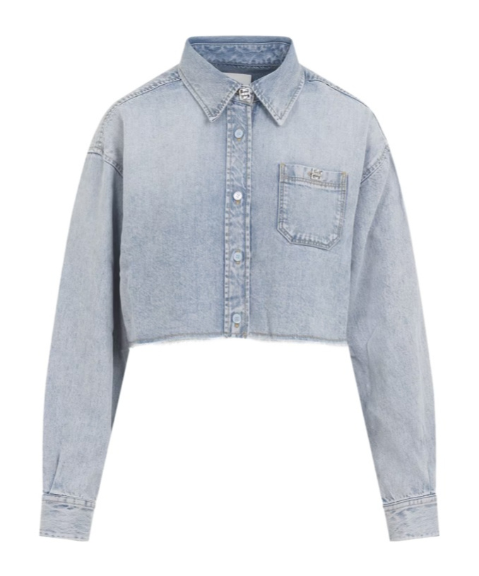 Givenchy Long-sleeved Cropped Shirt In Gray
