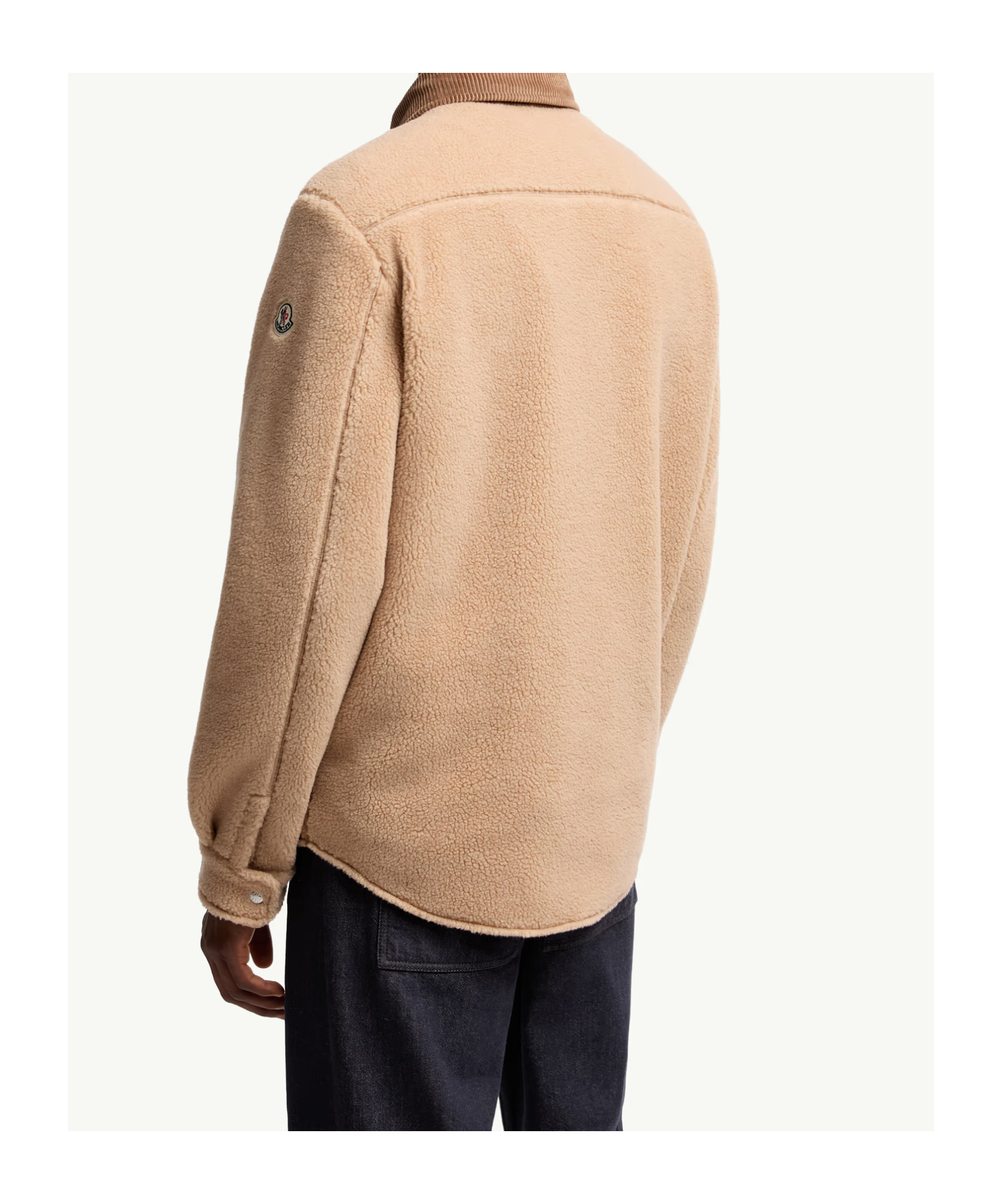 Moncler Teddy Corduroy-trimmed Shirt Jacket In Brown