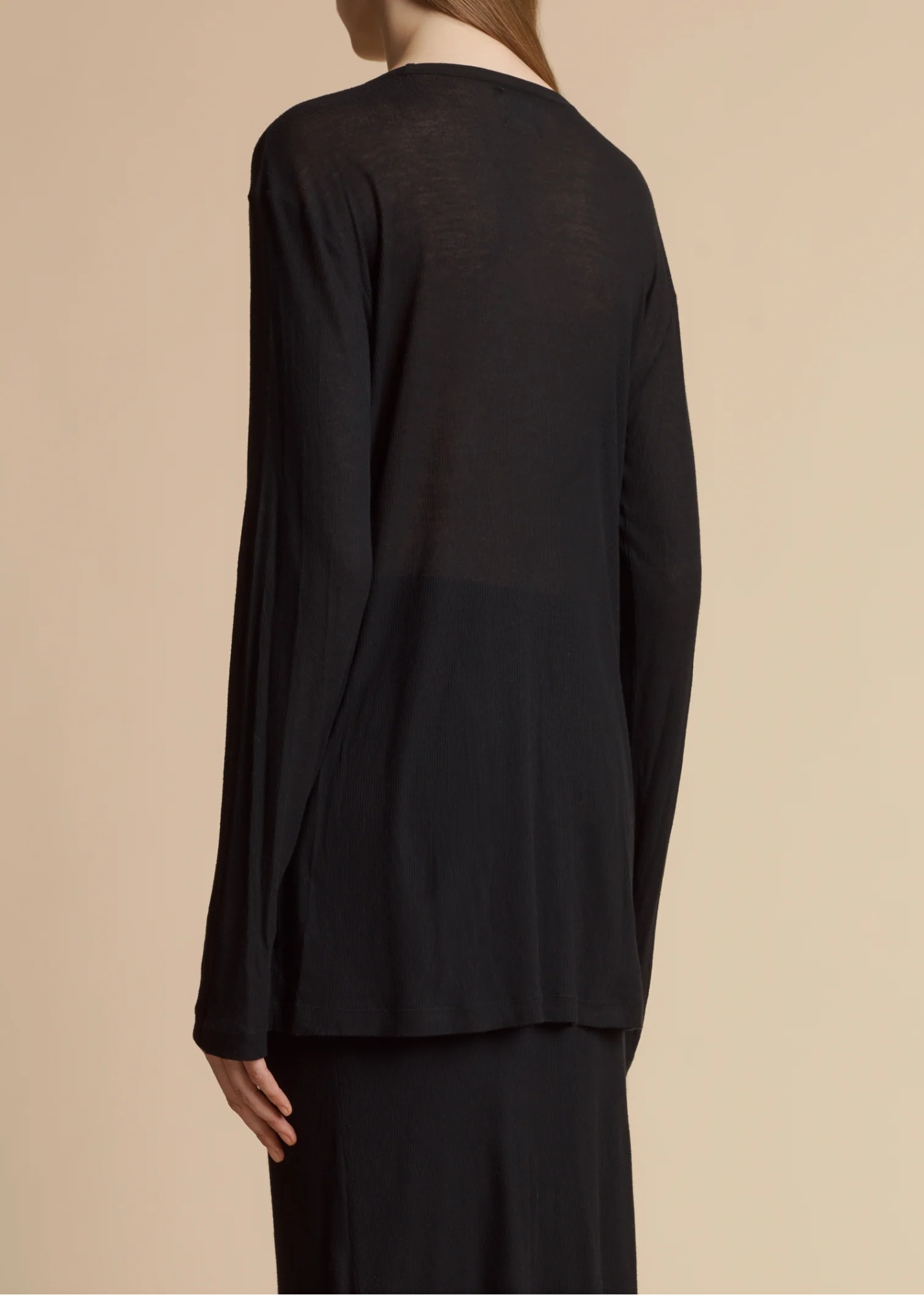 Khaite Round Collar And Long-sleeved T-shirt In Black