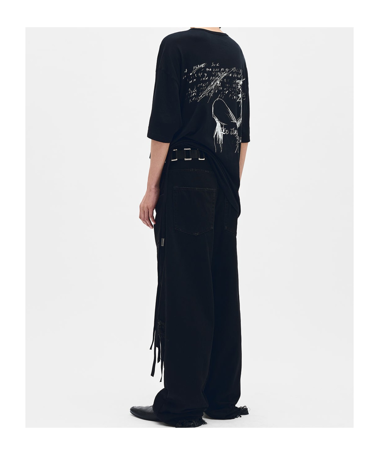 Ann Demeulemeester Black Dieter Sketchbook High Comfort T-shirt In Black