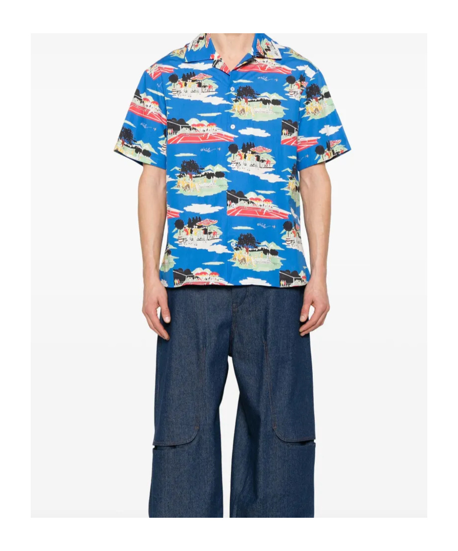 Drôle De Monsieur Printed Shirt In Blue