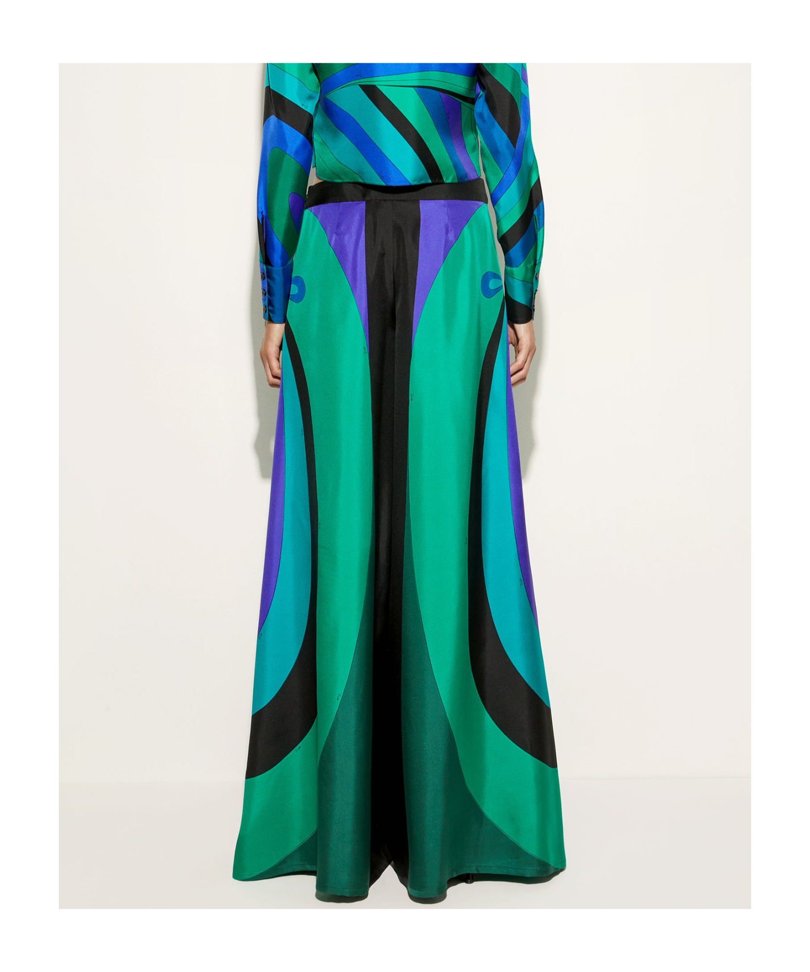 Shop Emilio Pucci Maddalena-print Wide-leg Trousers In Green