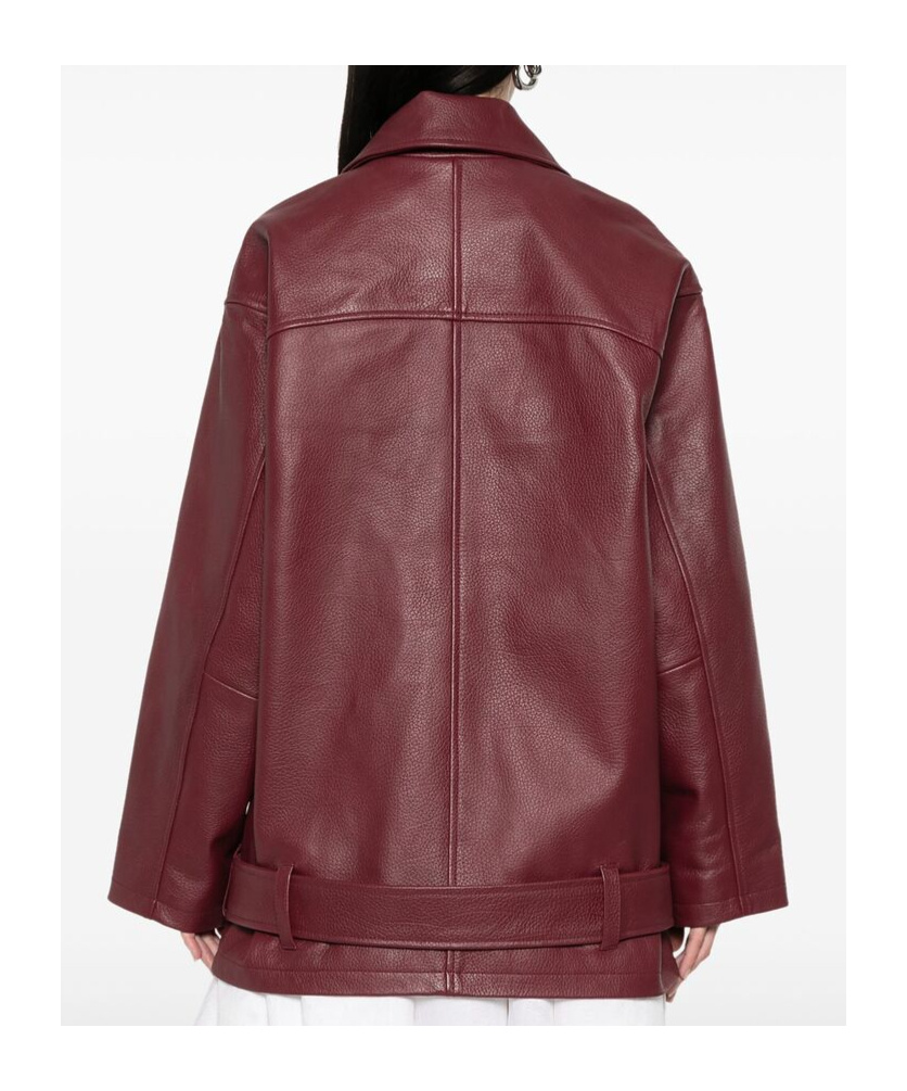 Remain Birger Christensen Leather Biker Jacket In Red