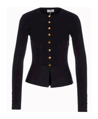 Elisabetta Franchi Fitted Cardigan With Gold Button Cuffs In Black