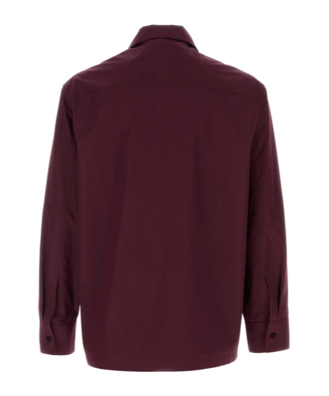 Jil Sander Bordeaux Shirt With Classic Collar And Front Zip Closure In Brown