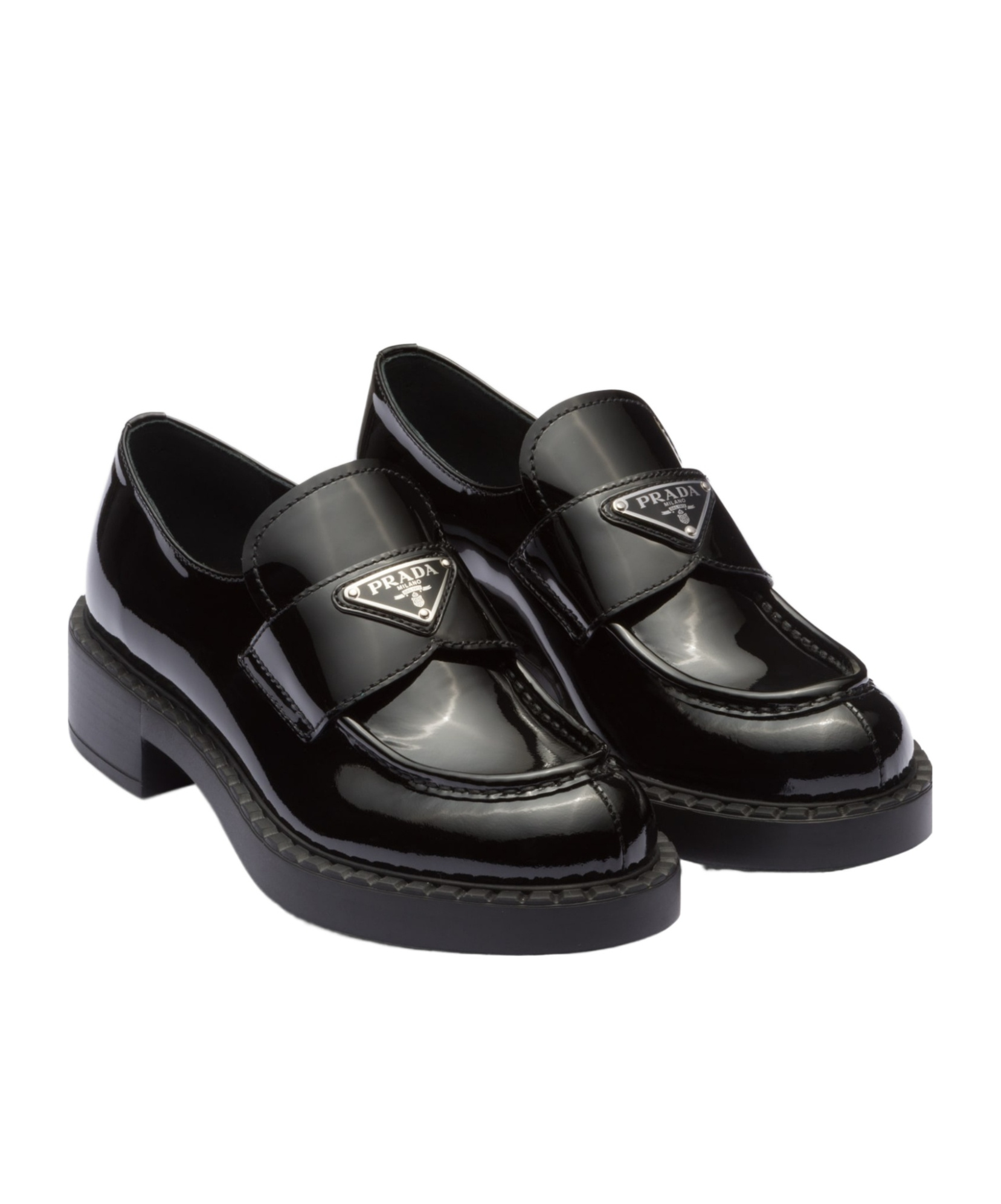 Prada Logo-plaque Leather Loafers In Black