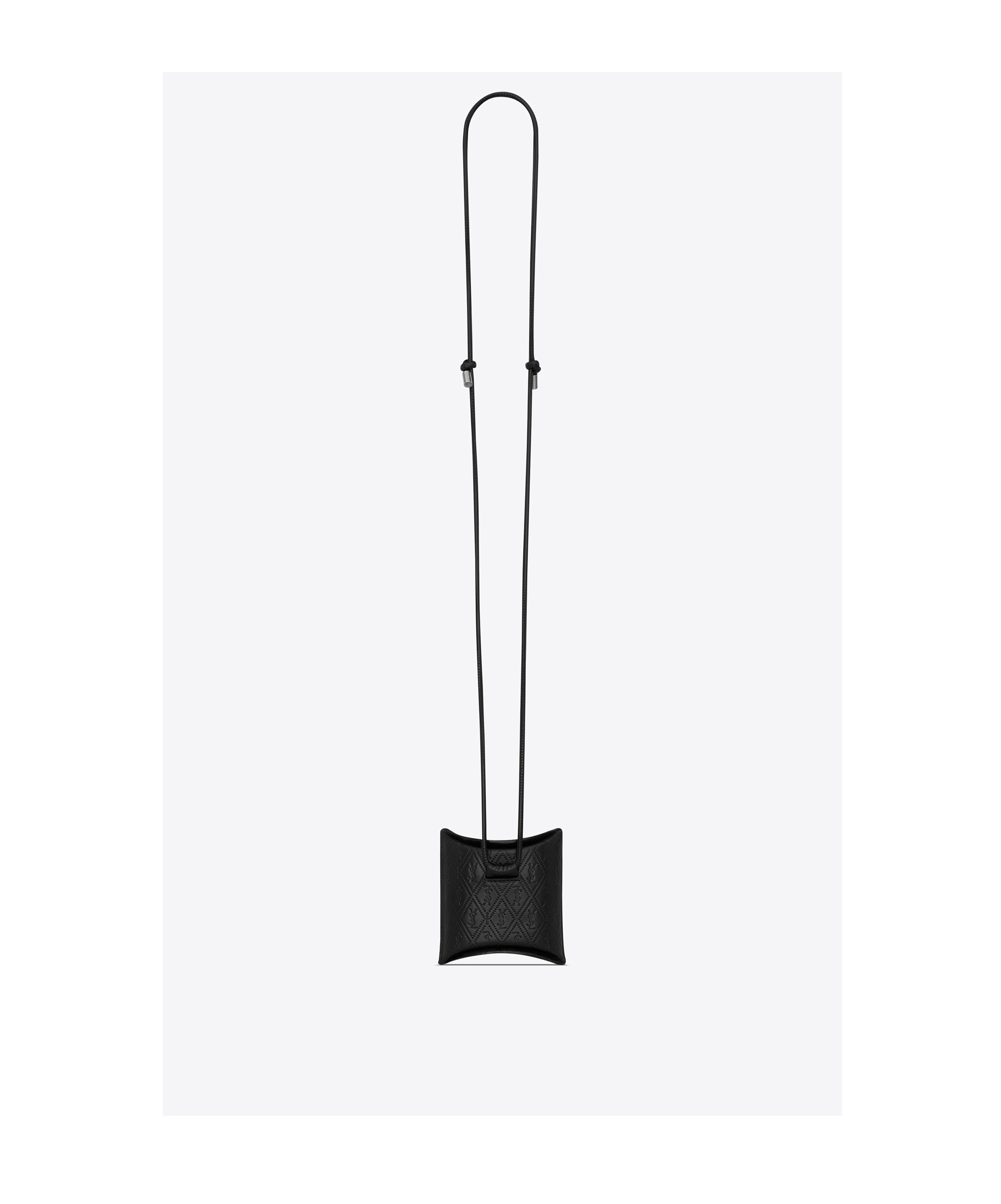 Saint Laurent Cassandre-plaque Leather Airpods Case In Black