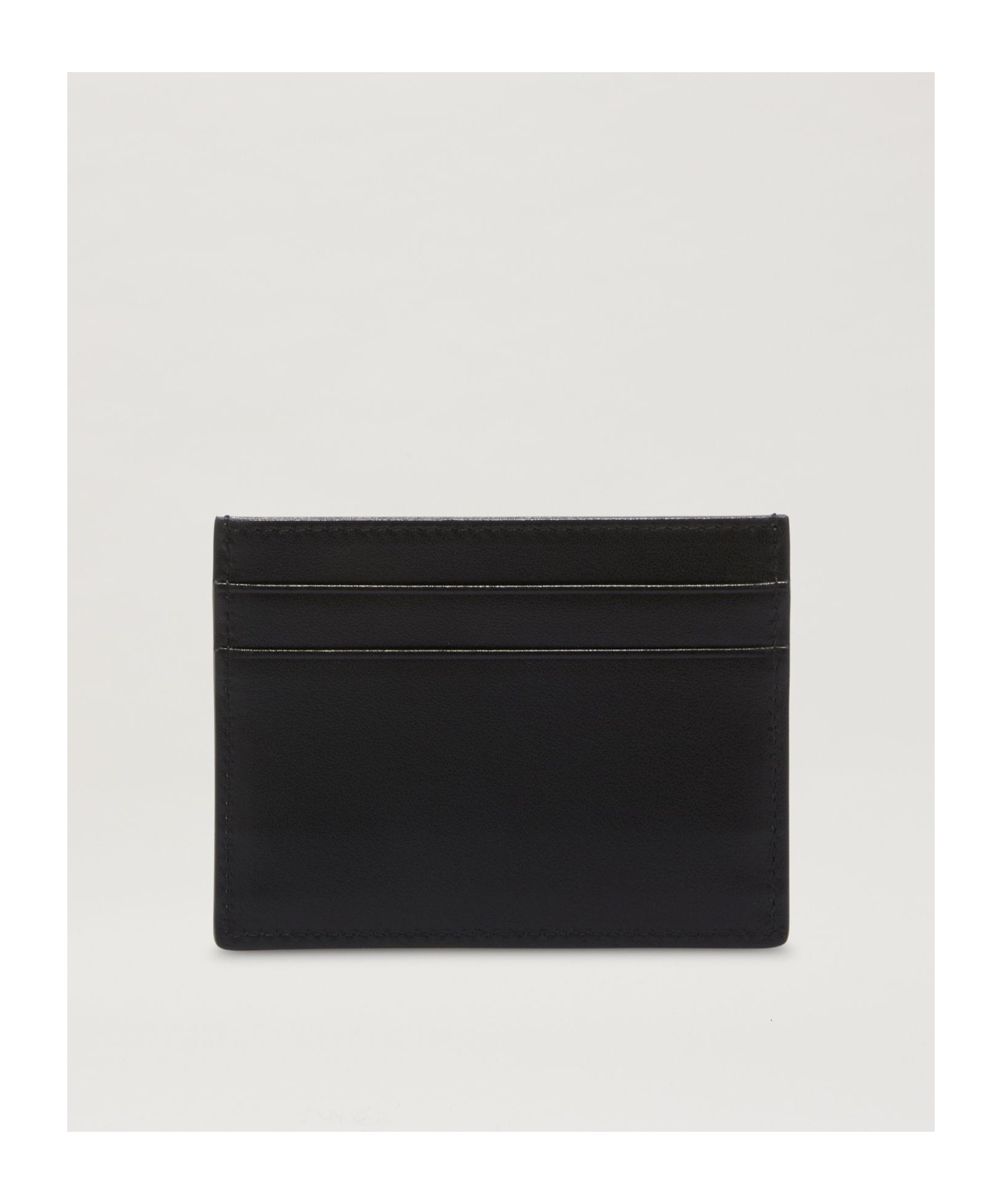 Palm Angels Gothic Leather Logo Cardholder With Tonal Stitching In Black