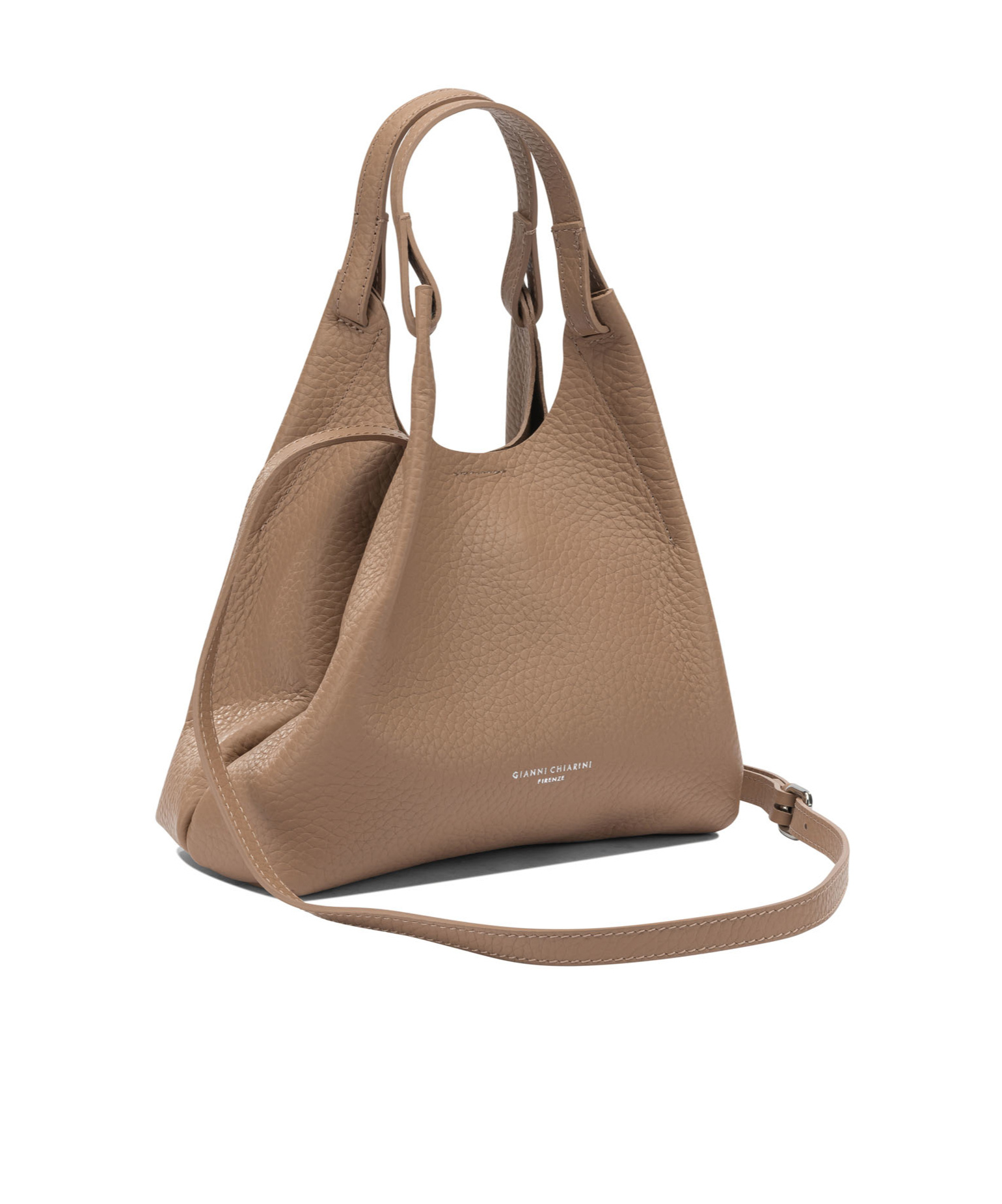 Gianni Chiarini Pebbled Shoulder Bag In Brown