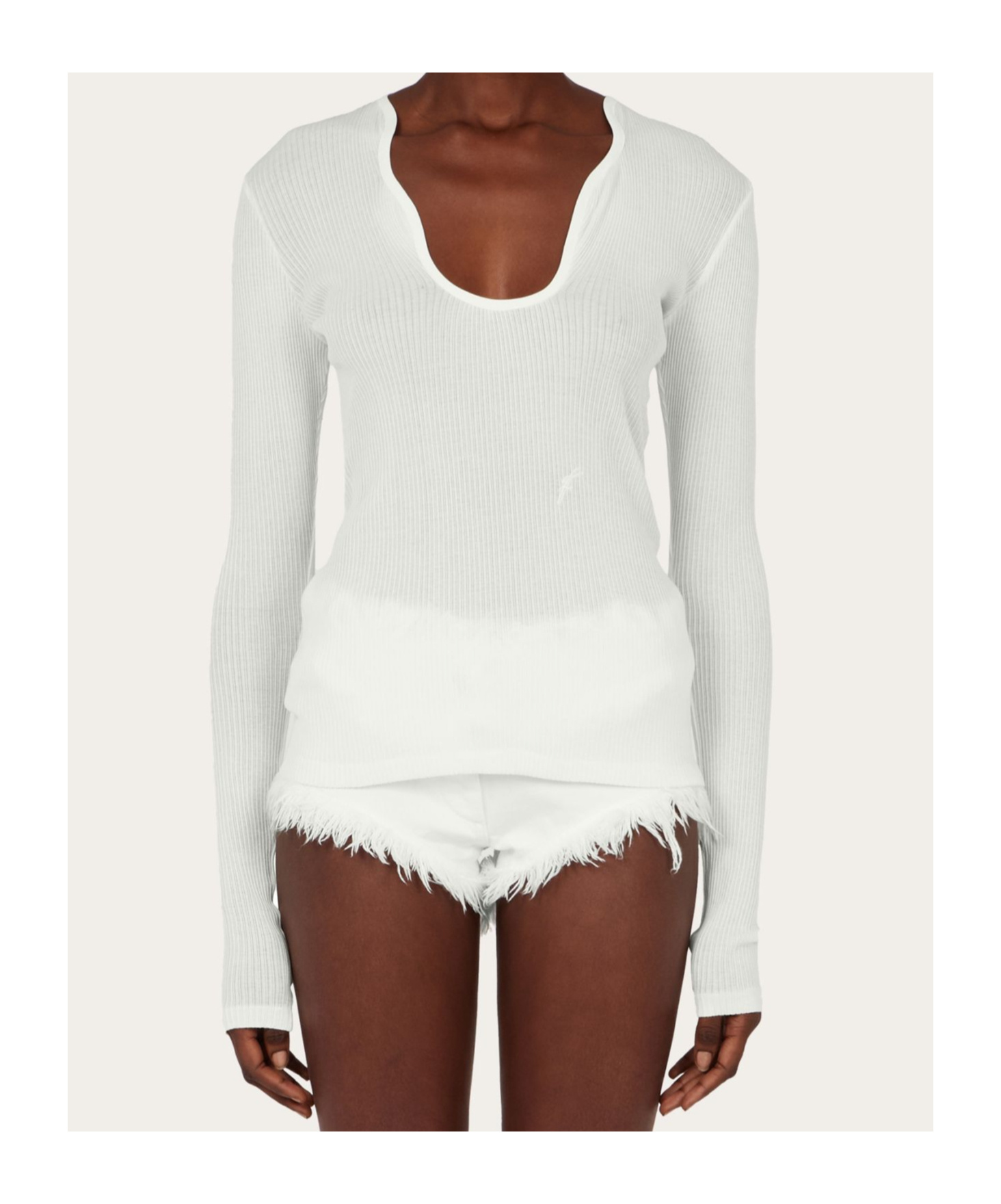 Ferragamo Rippled Neckline Long-sleeved Top