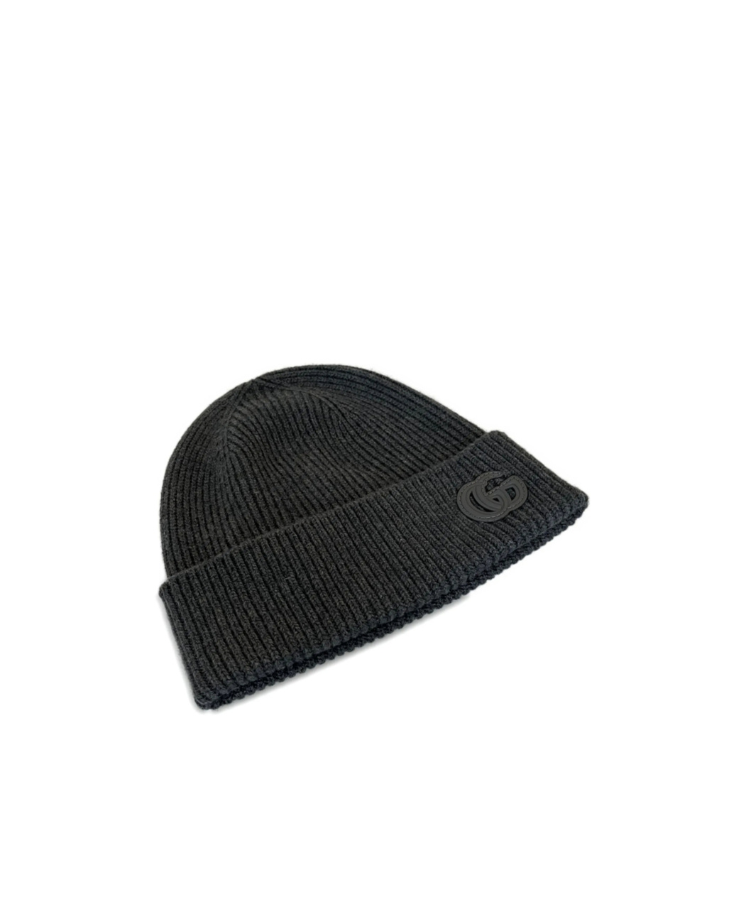Gucci Ribbed Logo Beanie In Gray