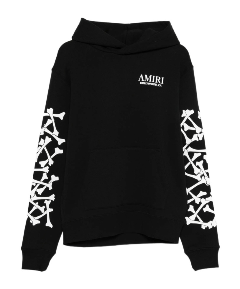 Amiri Stacked Bones Print Hoodie In Black