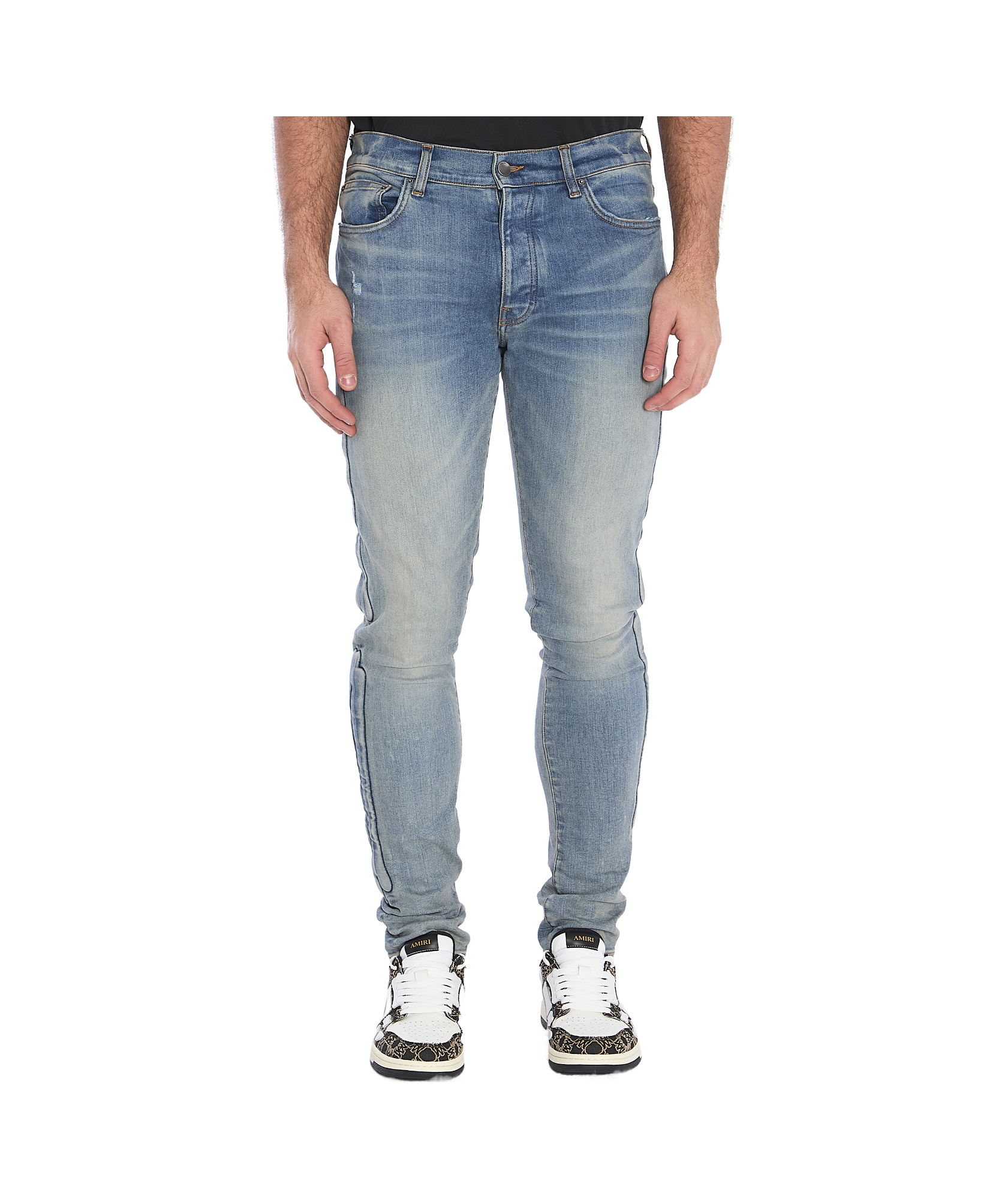 Amiri Three-dimensional Bone Jeans In Gray