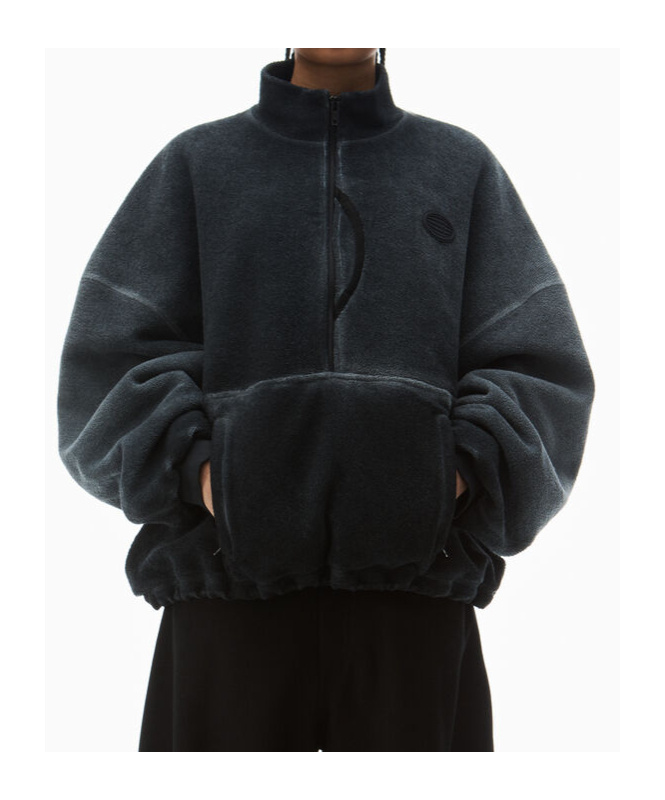 Alexander Wang Half-zip Hoodie In Cotton In Black