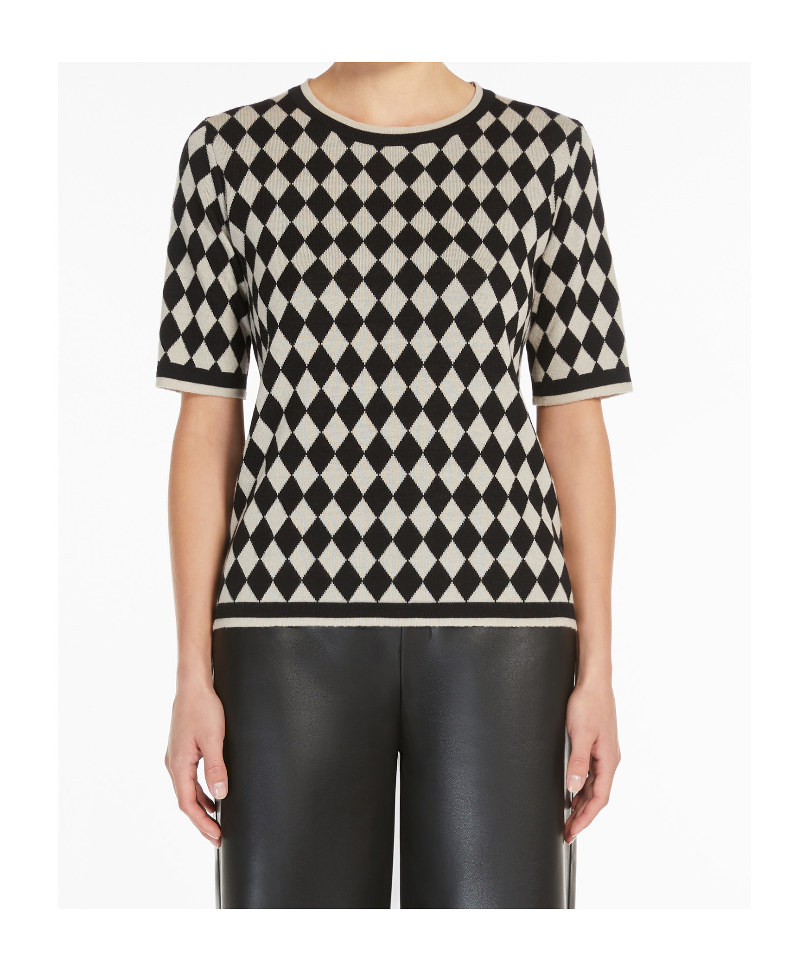 Max Mara Jacquard Wool T-shirt In Black