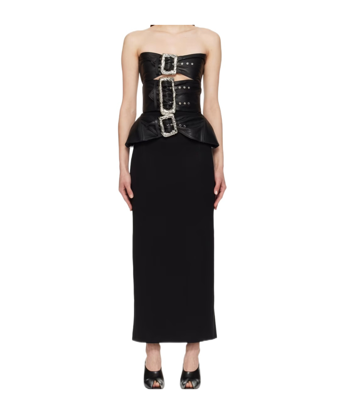 Jean Paul Gaultier Buckle-detail Leather Midi Dress