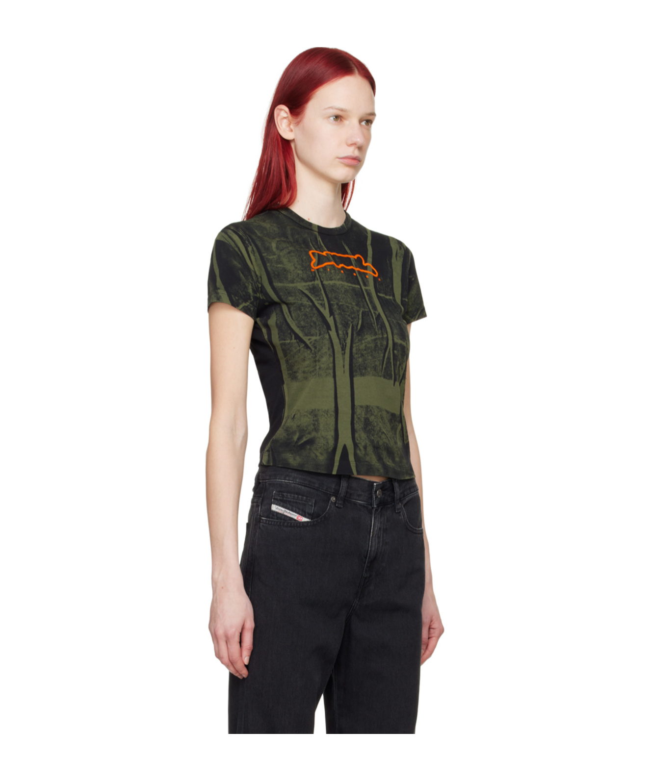 Diesel T-uncutie-long-n5 Printed T-shirt In Black