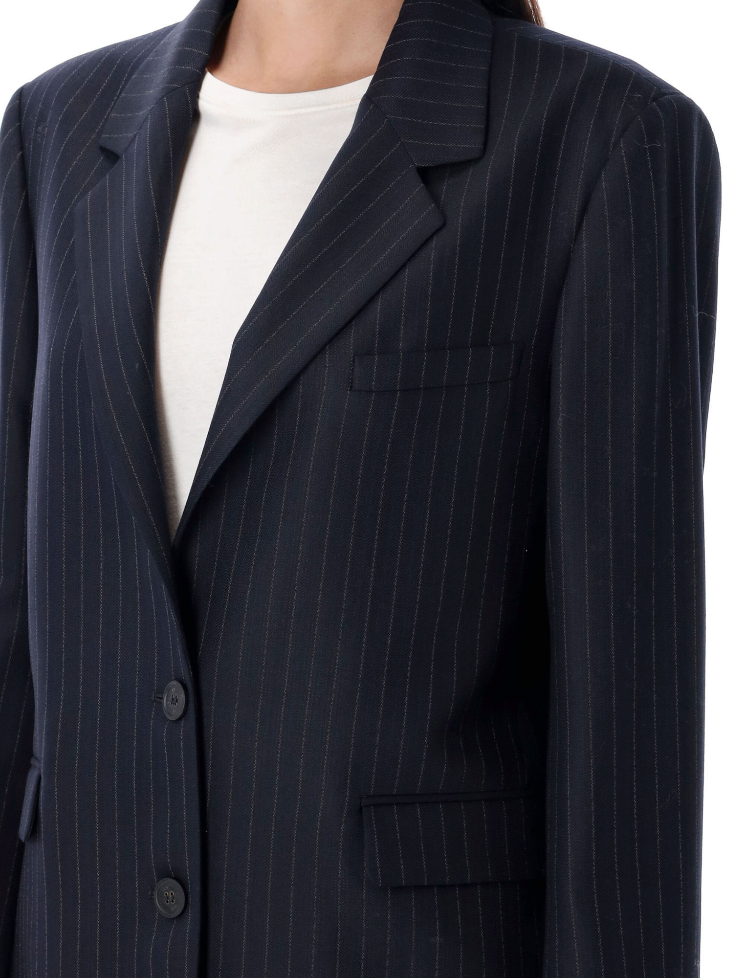 Golden Goose Single-breasted Pin Stripes Blazer In Blue