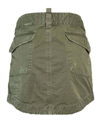 Dsquared2 Distressed Cotton Mini Skirt In Green
