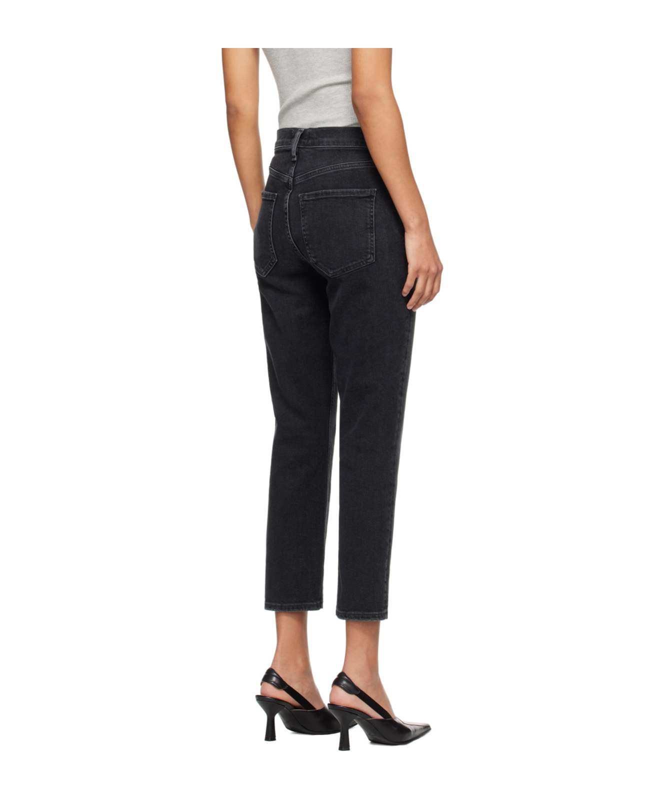 Agolde 90s Pinch Waist Straight-leg High-rise Organic-cotton Denim Jeans In Black
