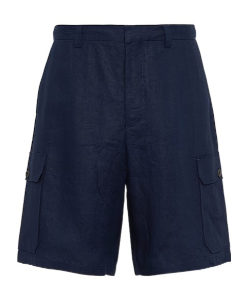 Prada Cargo Pocket Shorts With Side And Back Pockets In Blue