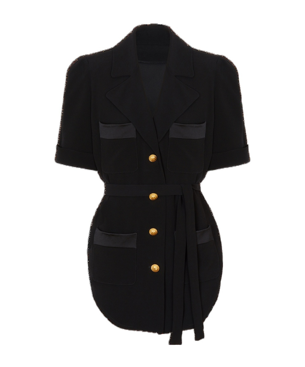 Balmain Ss 4 Pockets Crepe Saharian Shirt In Black