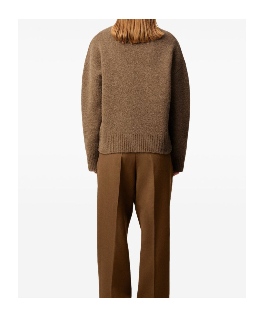 Ami Alexandre Mattiussi Long Sleeve Sweater In Brown