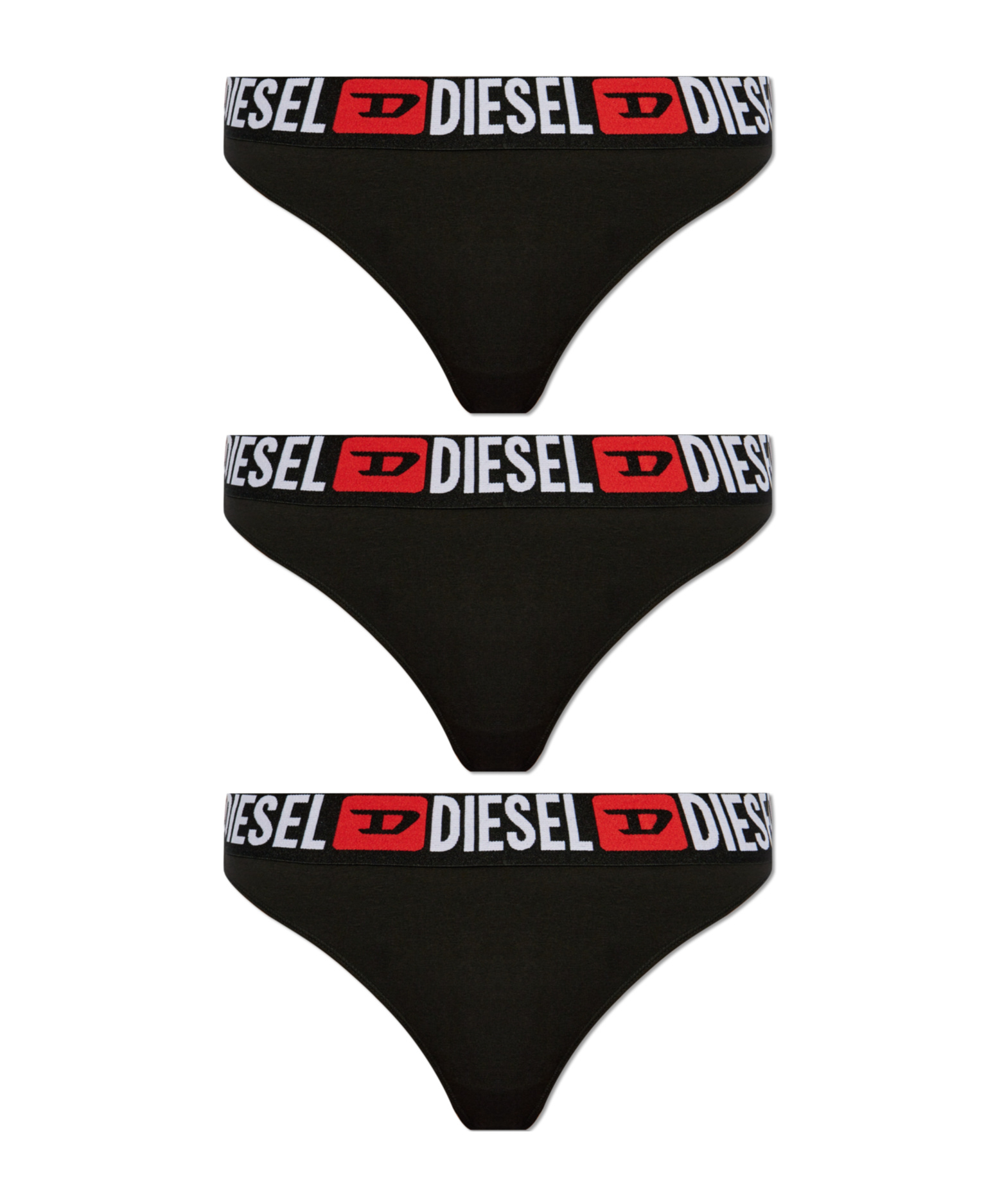 Diesel Ufst-stars Thongs (pack Of Three) In Black