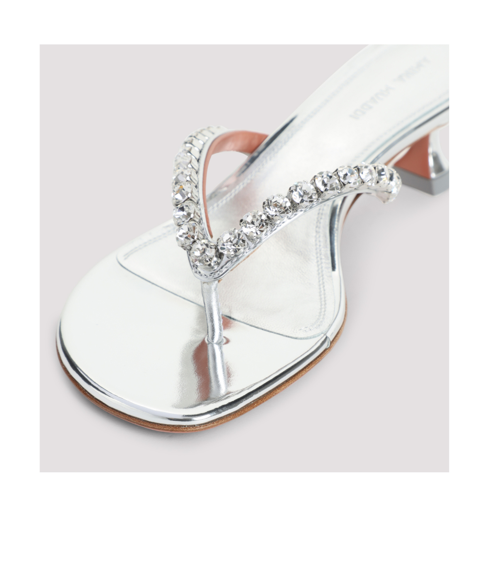 Amina Muaddi Leather Sandals With Crystal-embellished Straps