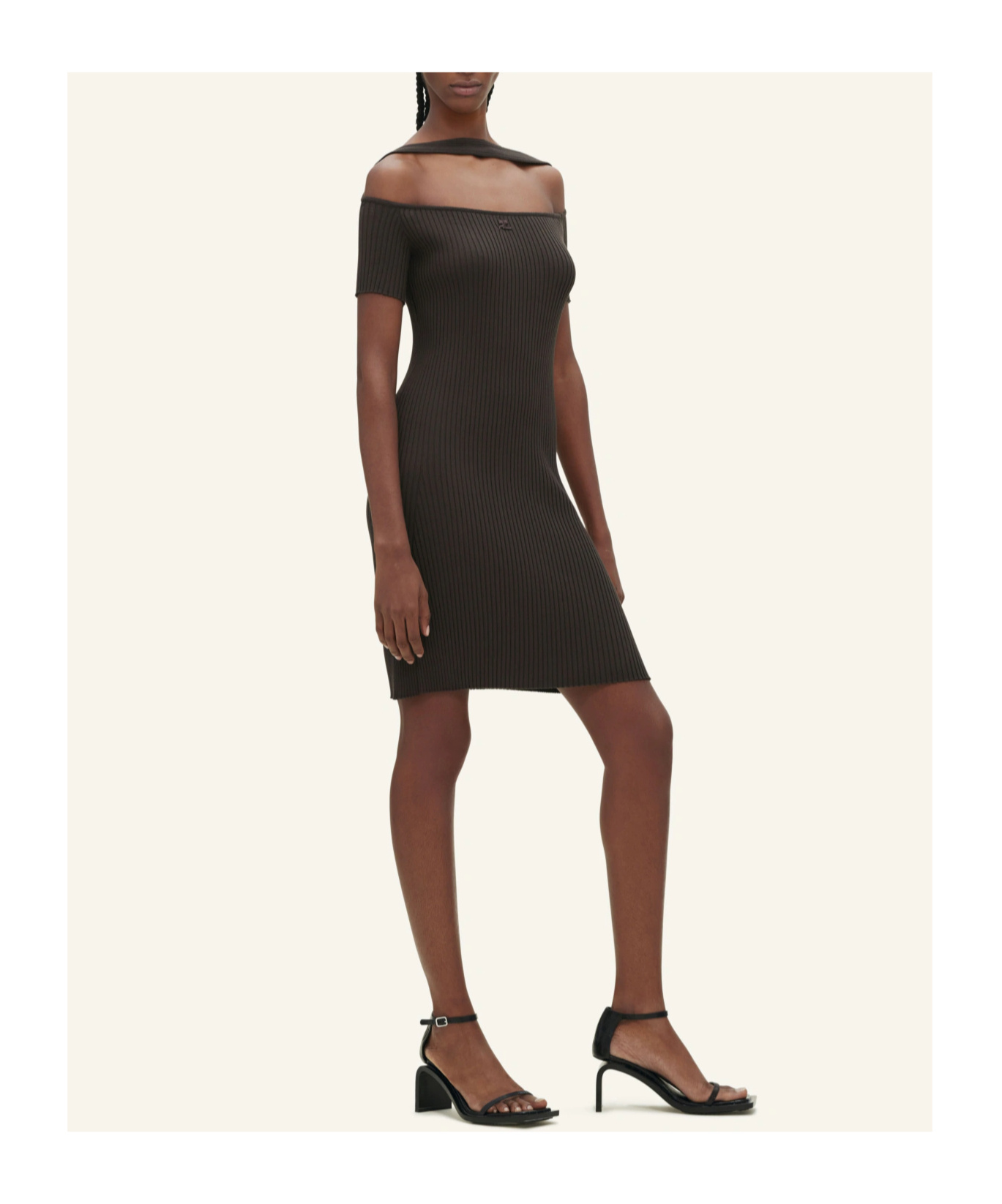 Courrèges Hyperbole Ribbed Minidress In Black