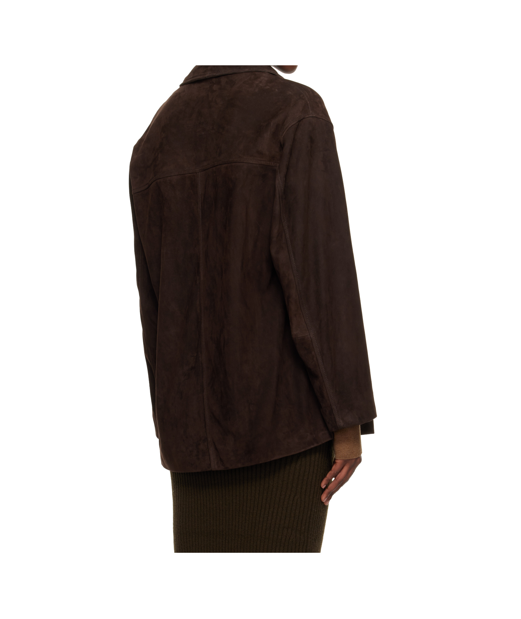 Nour Hammour Long-sleeved Suede Jacket In Brown