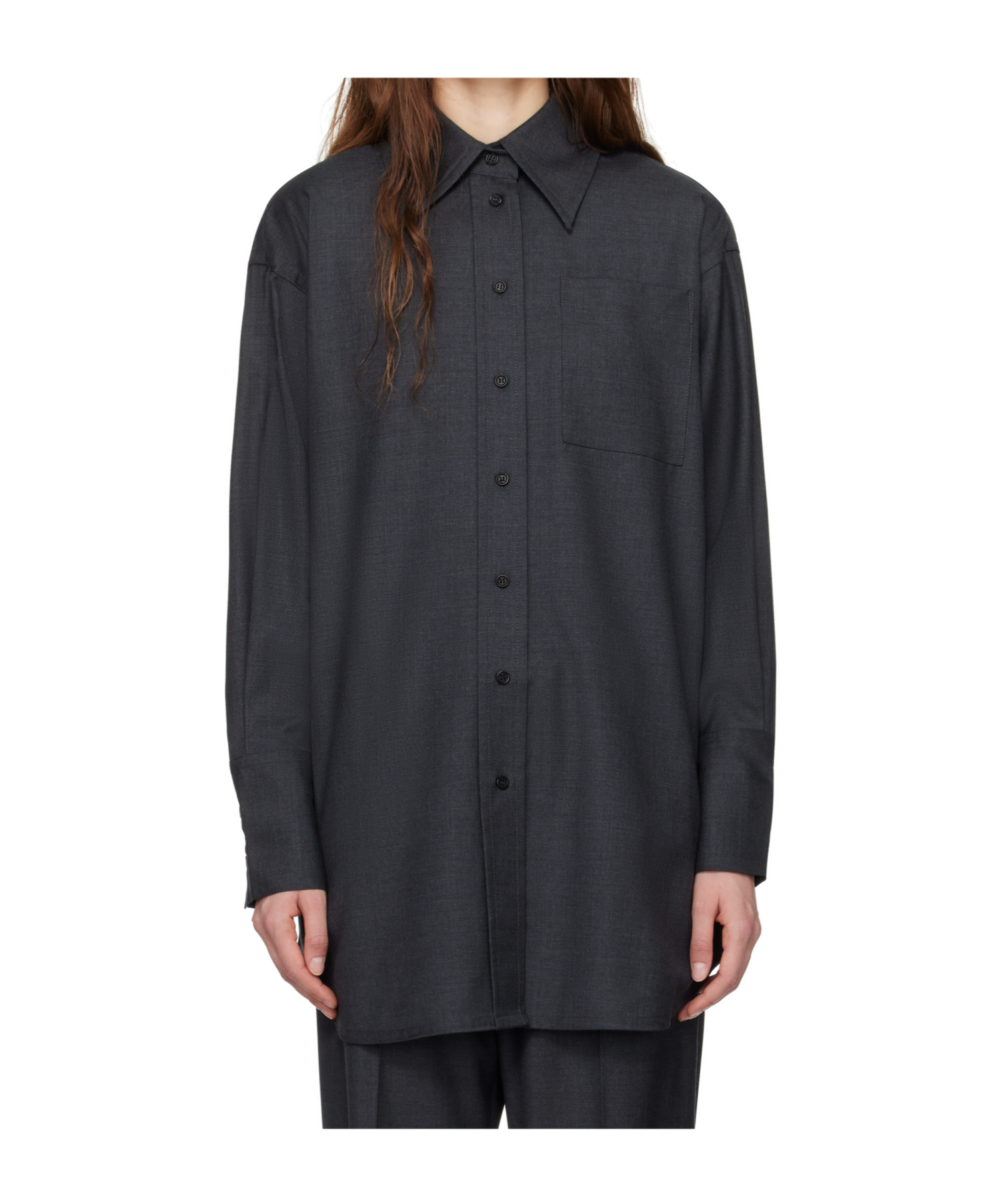 Co Gray Melange Button Down Shirt In Black