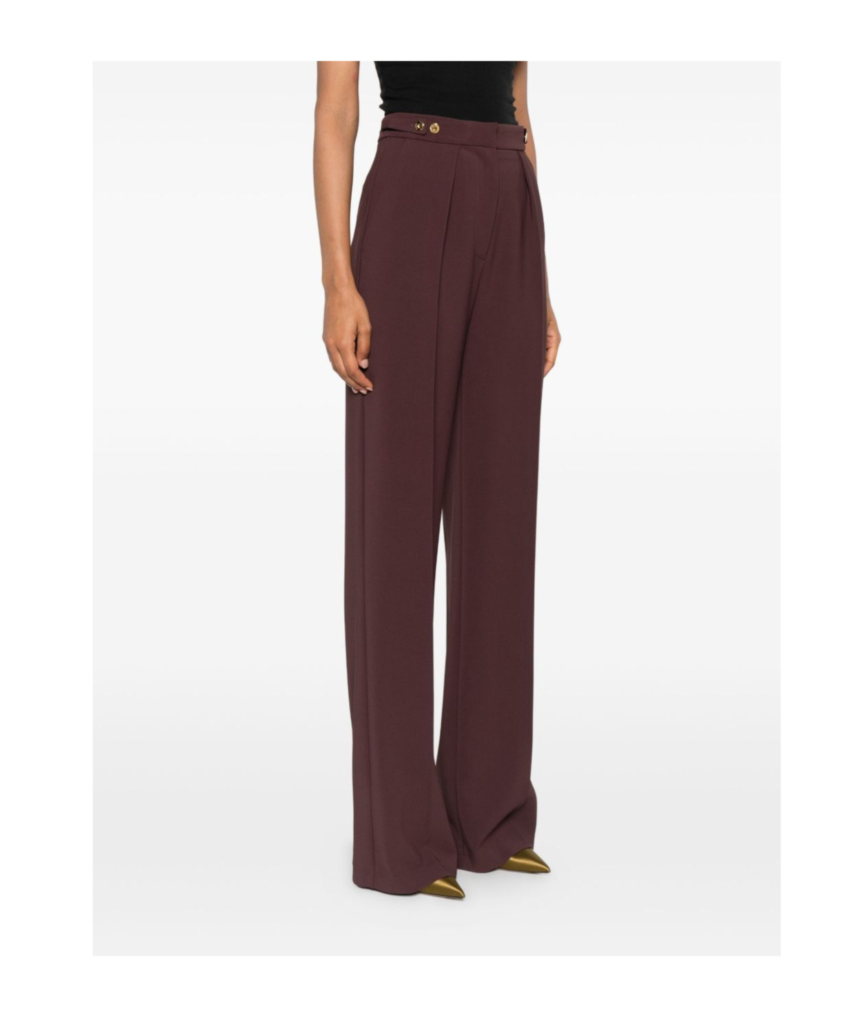 Elisabetta Franchi Embellished Crêpe Trousers In Burgundy
