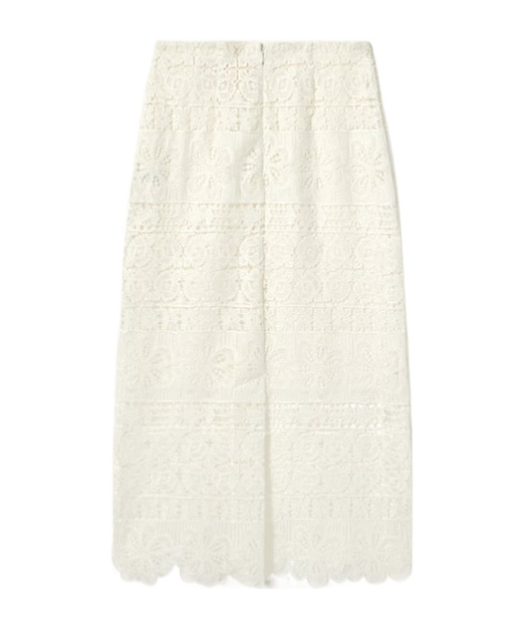 La Doublej Lacey Pencil Skirt In White