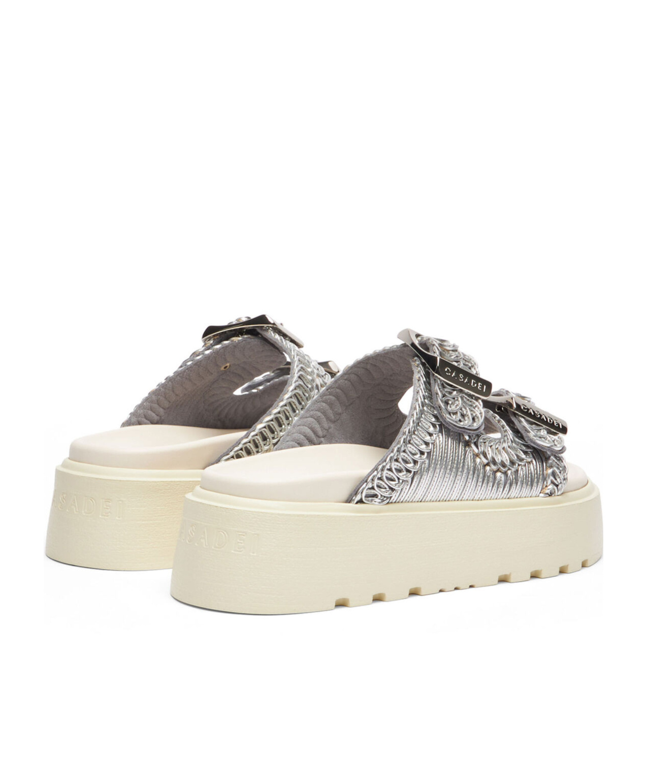 Shop Casadei Birky Ale Platform Slides In White