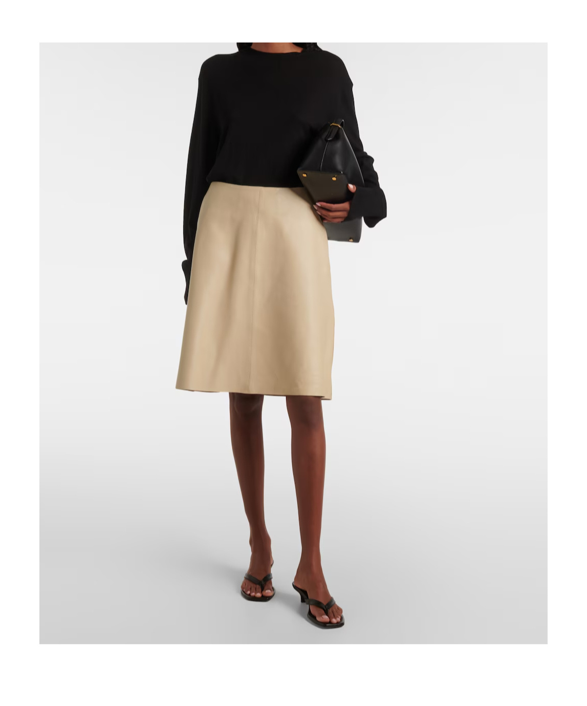 Totême Leather Midi Skirt In Brown