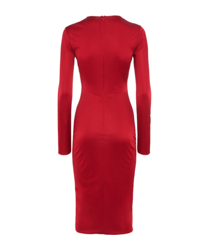 Versace Twisted Safety-pin Long-sleeve Jersey Midi Dress