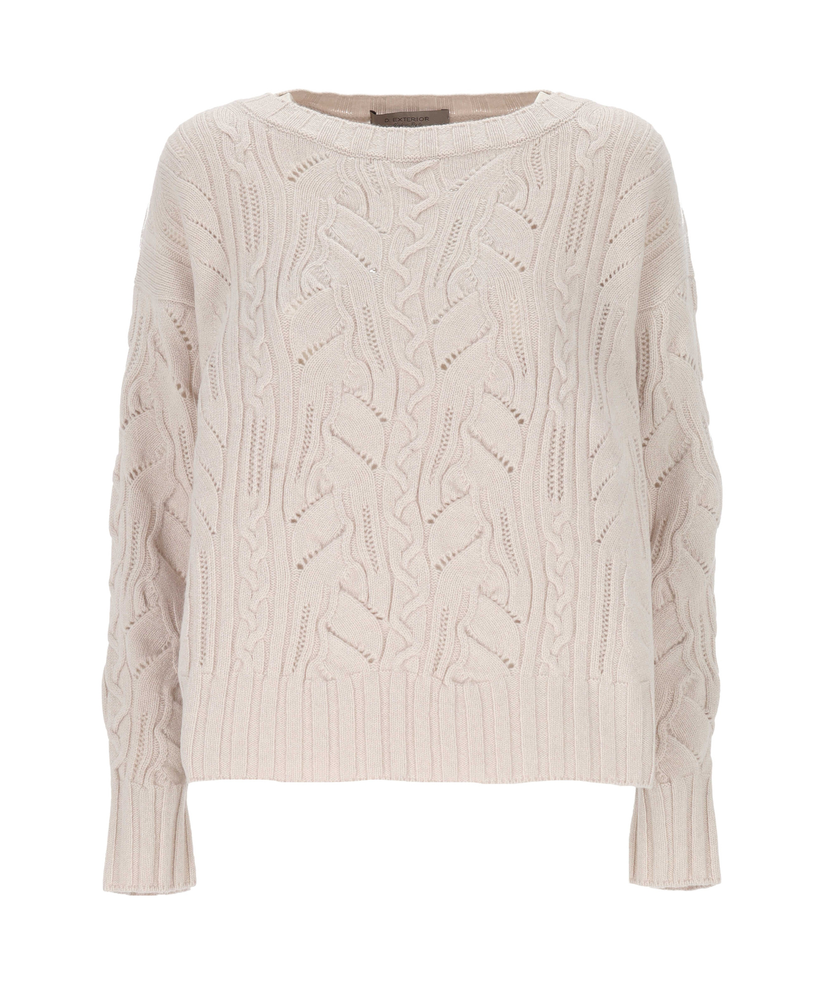 D Exterior Crew Neck Long Sleeve Sweater In Neutral