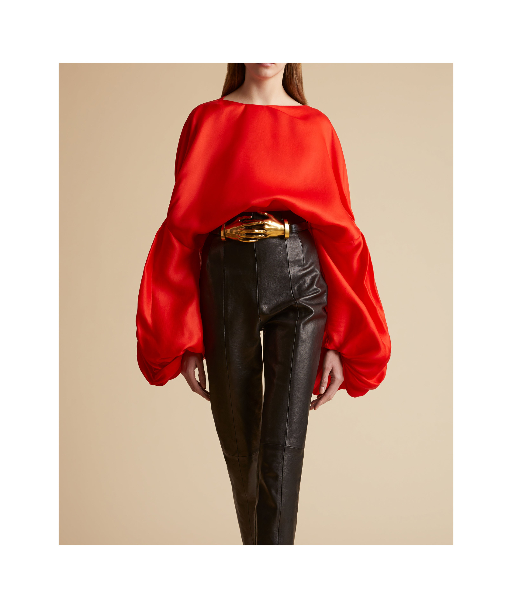 Shop Khaite The Quico Silk Blouse In Red