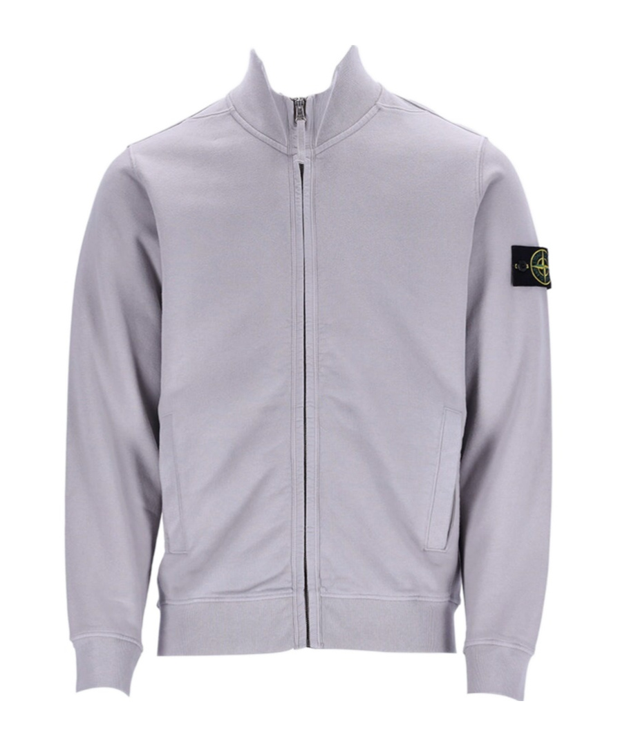 Stone Island Long-sleeved Zipper Sweatshirt In Gray