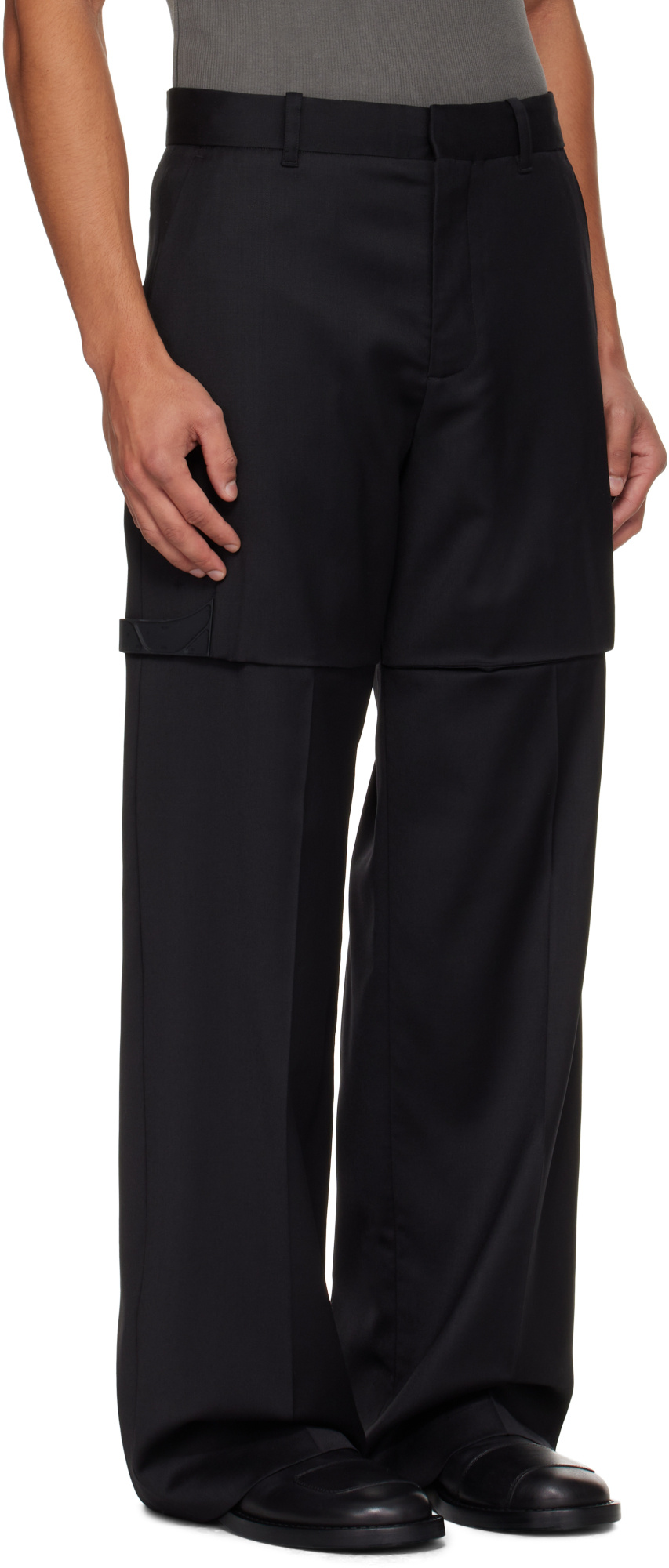 Heliot Emil Black Glassine Tailored Trousers In Black