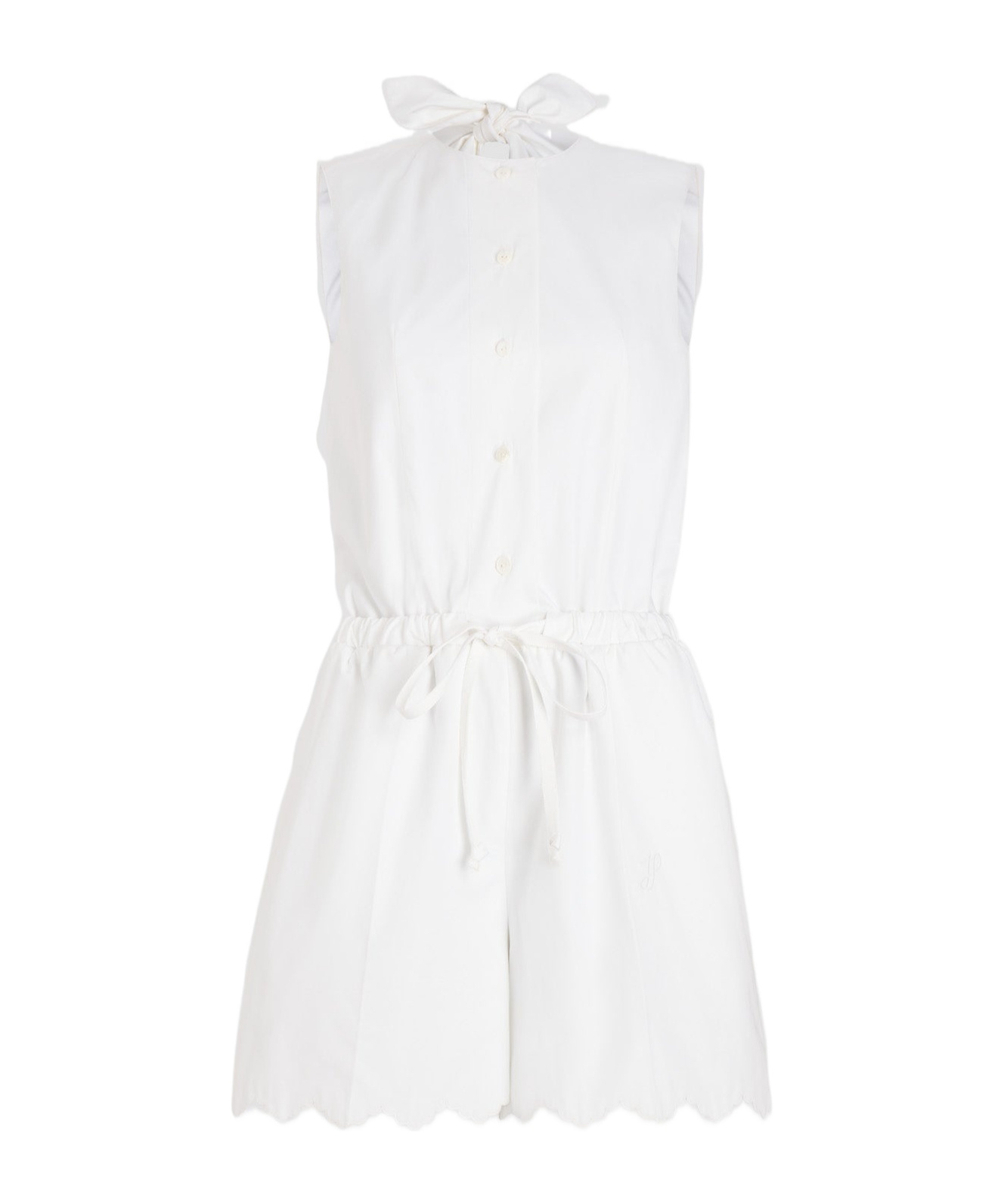 Patou Open-back Poplin Playsuit In White