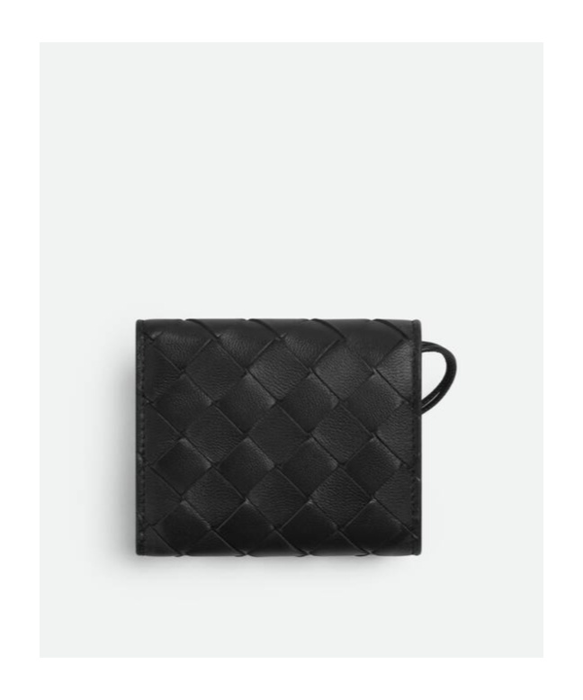 Bottega Veneta Leather Intrecciato Andiamo Trifold Wallet In Black