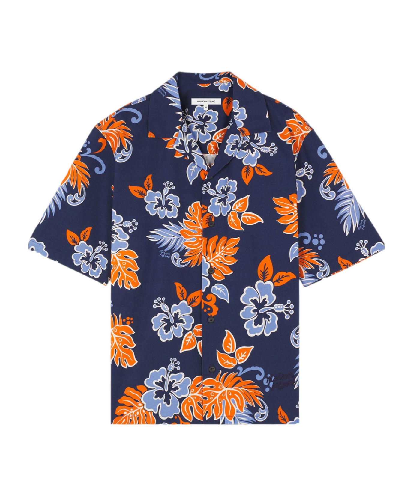 Maison Kitsuné Floral-print Ripstop Shirt In Blue