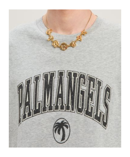 Shop Palm Angels Logo Printed Crewneck T-shirt In Gray