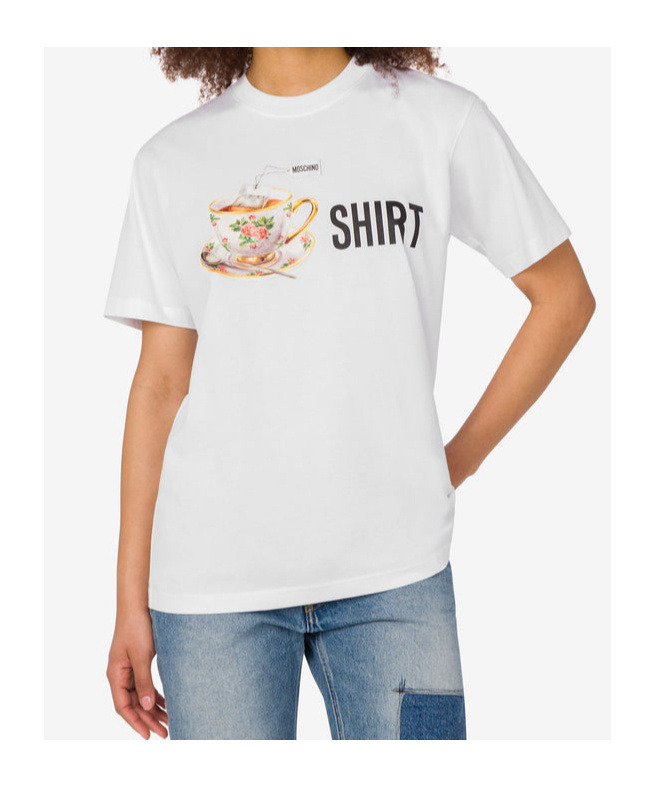 Moschino Playful Cotton T-shirt With Floral Print In White