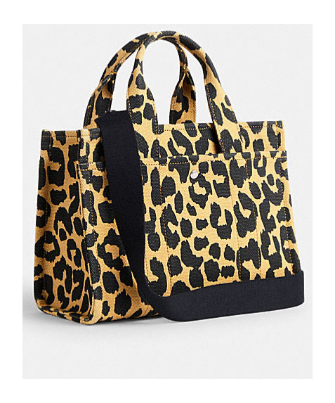 Coach Leopard Cargo 26 Tote Bag In Black