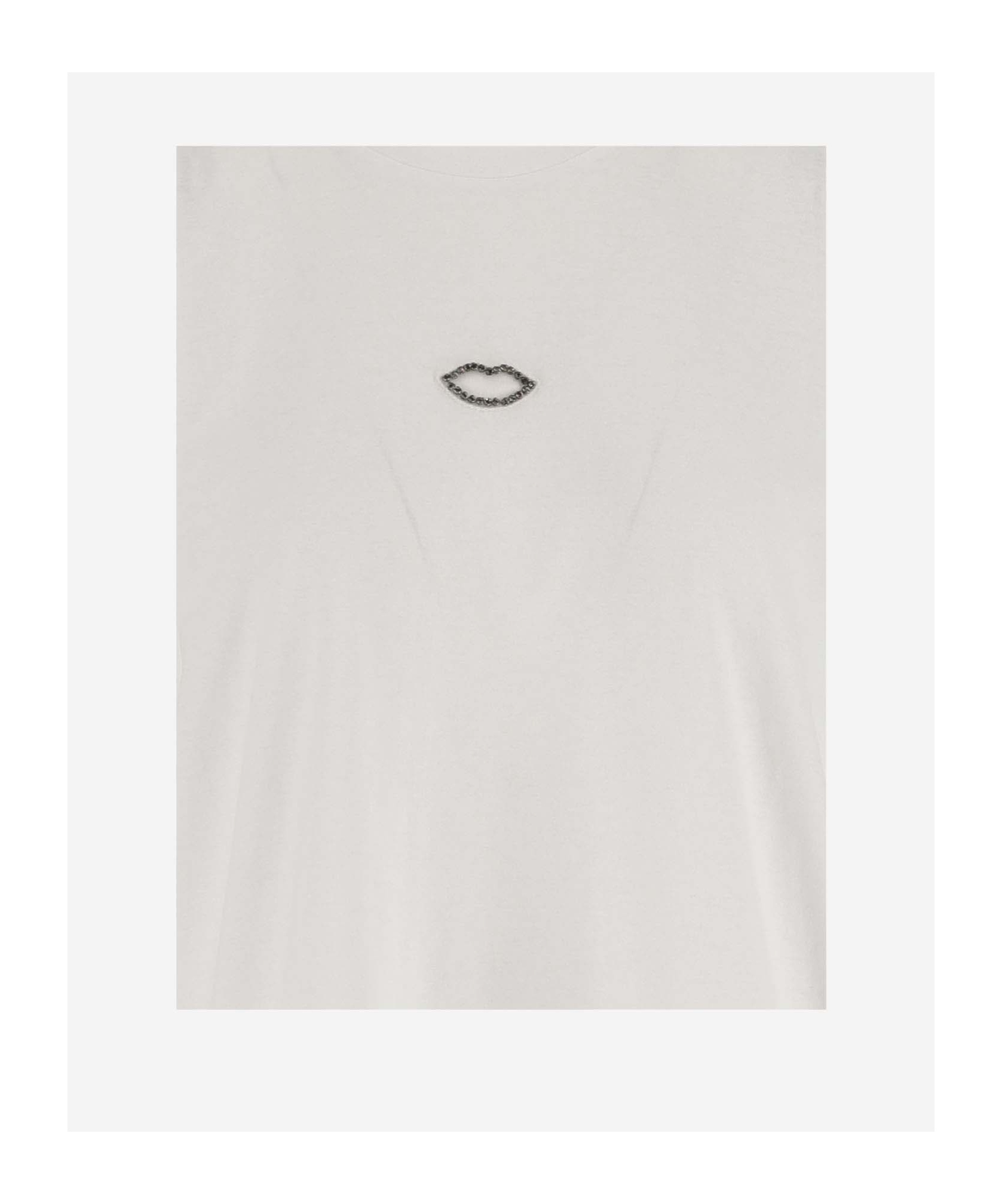 Stella Mccartney White Crewneck T-shirt With Embroidered Logo At The Front In Cotton Woman In White