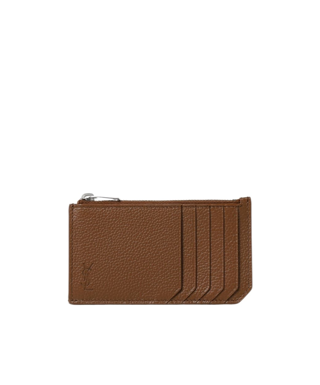 Saint Laurent Cassandre Leather Cardholder In Brown